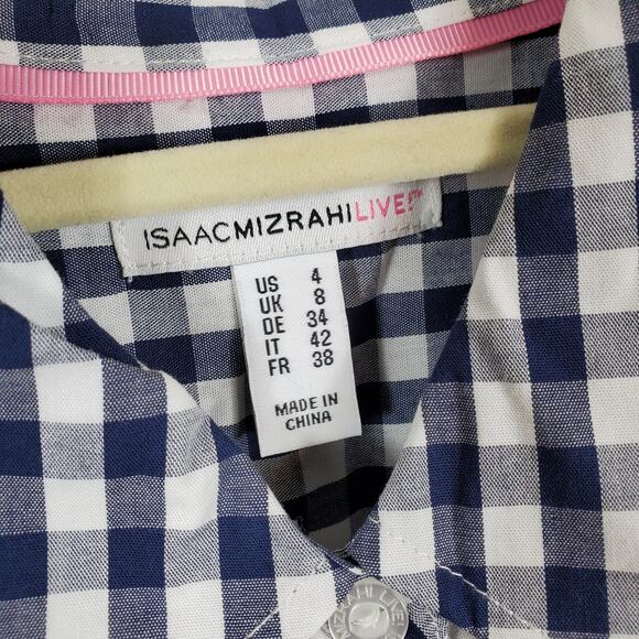 Isaac Mizrahi Live Checkered Print Front Tie Top S - Picture 10 of 11